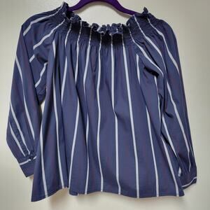 BP Off the Shoulder Striped Long Sleeve Blouse Size M